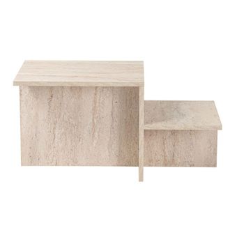 Calicosy Mesa de centro de 2 niveles L77 cm - Efecto Travertino