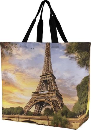 Generic Eiffel Tower Paris Shopping Bag Waterproof Handbag Eco Friendly Tote Bags For Daily Use Beach Ladies