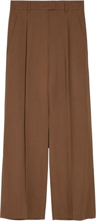 Brunello Cucinelli Tailored Wide-leg Wool-blend Trousers - Brown - 42 (UK10 / S)