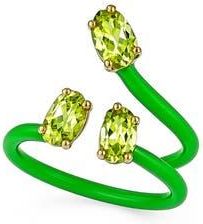 House of Frosted Faux Stack Enamel & White Topaz Ring in Green Enamel/Green Topaz at Nordstrom Rack, Size 7