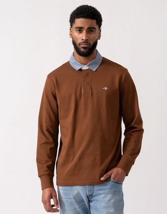 GANT Mens GANT Mens Regular Fit Chambray Heavy Rugger - 229 Mahogany Brown - Size: 42