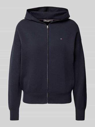 Tommy Hilfiger Sweatjacke mit Logo-Stitching in Marine, Gr&ouml;&szlig;e S