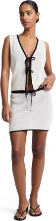 Onia Knit Linen Mini Skirt in Egret/black at Nordstrom, Size X-Small