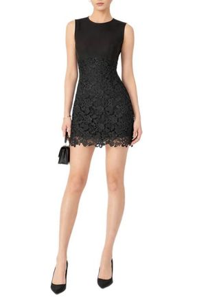 endless rose Mixed Media Minidress in Black at Nordstrom, Size X-Small