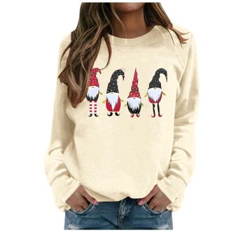 Generic Ladies Xmas Jumpers Uk Christmas Sweatshirts for Women Uk Sweatshirt Without Hood Cosy Oversized Jumpers Women Warm Christmas Sweaters for Print Women