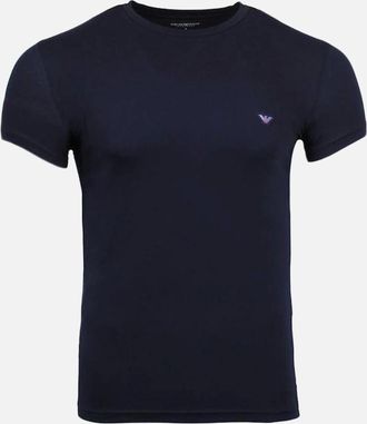 Emporio Armani Mens Emporio Armani Shiny Logo Organic Cotton T-Shirt, Armani Blue - Black - Size: 38