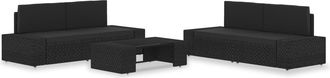 vidaXL Juego De Muebles De Jard&iacute;n 5 Piezas Rat&aacute;n Sint&eacute;tico Negro Vidaxl