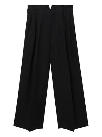 Yohji Yamamoto pinstripe pleated trousers - Black