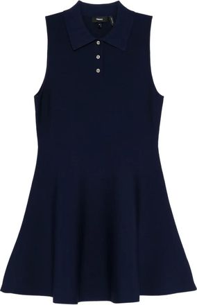 Theory A-lijn jurk met polokraag - Blauw