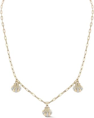 Mateo Bijoux 14kt geelgouden 3 Petite Venus halsketting met diamant