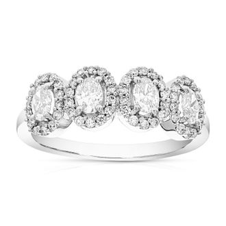 Vir Jewels 3/4 cttw Oval Lab Grown Diamond 4 Stone Engagement Ring in 14K White Gold For Women
