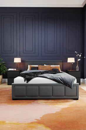 Home Discount Vida Designs Vanita Fabric Bed Frame & Memory Foam Spring Mattress in Dark Grey | Size: King