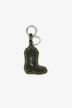 Ganni Yellow Western Boot Keyring in Black
