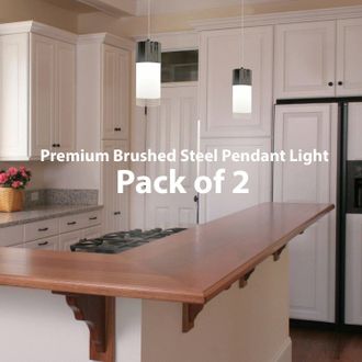 Loops Hanging Ceiling Pendant Light 2x Modern Glass & Chrome LED Kitchen Lamp Bulb