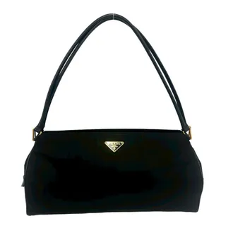 Prada Black Nylon Leather Handbag Shoulder Bag Tote Bag (Pre-Owned)