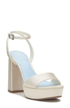 Vince Camuto Pendry Ankle Strap Platform Sandal in Milk Satin at Nordstrom, Size 6.5