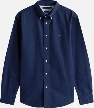 Tommy Hilfiger Mens Tommy Hilfiger Solid Heritage Oxford RF Shirt 0G0 Preppy Navy/Desert Sky Solid - Size: 44/Regular