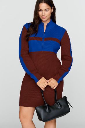 Maeve Quarter Zip Knit Mini Dress