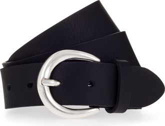 Mustang Lederg&uuml;rtel MUSTANG, Damen, Gr. 100, schwarz, Rindsleder, unifarben, G&uuml;rtel Lederg&uuml;rtel, Schliesse in poliertem Silber, 3,5 cm breit