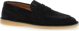 Dolce & Gabbana Mens Black Suede Loafers With Logo Detail Calf