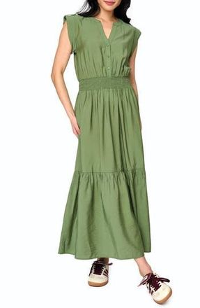 Gibsonlook Bohemian Smock Waist Maxi Dress in Vineyard Green at Nordstrom Rack, Size Xx-Small