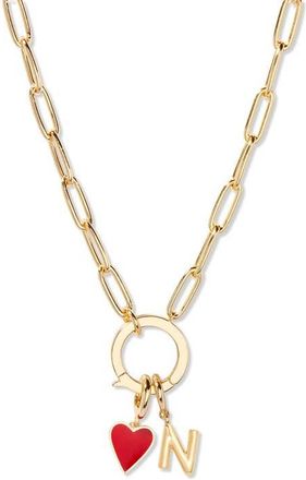 Brook & York Cameron Initial Heart Charm Necklace in Gold N at Nordstrom