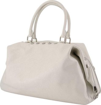 Margesherwood Womens Dumpling Stud Bag - Margesherwood Leather White Cowhide Handbags-Purses