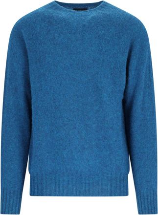 Howlin Crew Neck Sweater in Rich Blue Shetland Wool