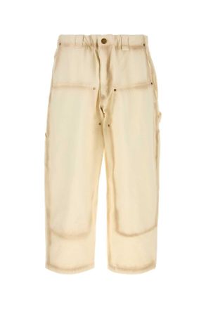 Willy Chavarria Ivory Cotton Wide Leg Workwear Toluca Pant