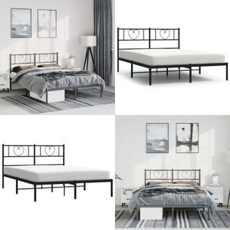 vidaXL Giroletto con Testiera in Metallo Nero 150x200 cm - Letto con testata in metallo - Letto robusto