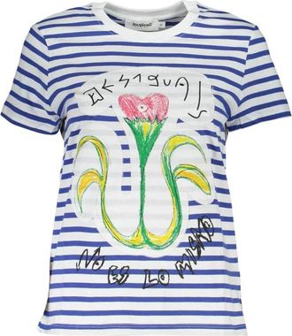 Desigual Katoenen T-shirt - Dames - T-shirts - Veelkleurig - L - Katoen - Tops