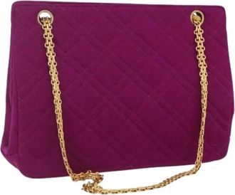 Chanel Pre-owned Shoulder Bags, female, Purple, Size: ONE SIZE Pre-owned Cotton Shoulder Bag