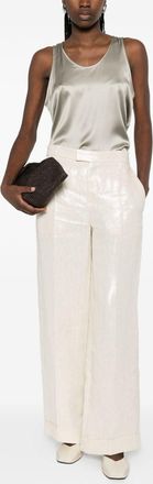 Brunello Cucinelli Brunello Cucinelli Womens Linen Trousers - Ivory - Size EU 44 (Womens)