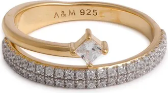 Astrid & Miyu Crystal Illusion 18kt Gold-plated Ring - P (UK P / US 7.5)