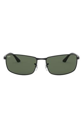 Ray-Ban 64mm Rectangular Sunglasses in Black/Green at Nordstrom