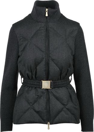 Eleventy Short Down Jacket With Quilted Body And Knitted Sleeves