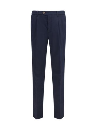 Brunello Cucinelli Mens Cotton-Blend Chino Pants Navy Trousers