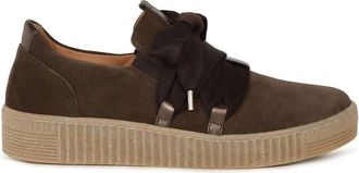 Gabor Womens Bow Suede Sneaker In Brown