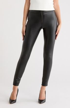 Hue Front Zip Faux Leather Leggings in Black at Nordstrom Rack, Size Medium