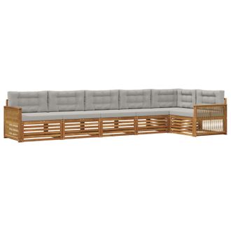 vidaXL Conjunto De Sof&aacute;s De Exterior 6 Pcs Natural Y Gris Claro Vidaxl