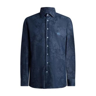 Etro Etro, Casual Shirts, male, Blue, Size: 2XL Cotton Denim Shirt