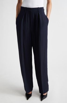 Victoria Beckham Pleated Wide Leg Trousers in Navy at Nordstrom, Size 2 Us
