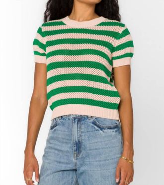 Velvet Heart Womens Somi Striped Open Knit Sweater In Jelly Green