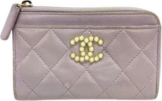 Chanel Pre-owned Vintage Coin Purse - Dames - Vintage Accessoires - Paars - ONE Size - Leer - Vintage
