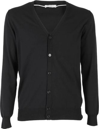 Paolo Pecora Elegant Button Detail Shirt - Heren - Vesten - Zwart - S - Katoen - Truien & Vesten