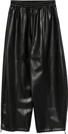 Pinko Spezia Broeken - Dames - Wijde Broeken - Zwart - XS - Leer - Broeken