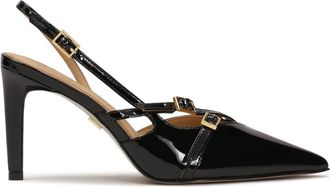 Kazar Zwarte gelakte pumps met open hakken - Dames - Pumps - Zwart - 41 EU - Leer - Schoenen