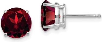 Diamond2Deal 14k White Gold 8mm Garnet Earrings