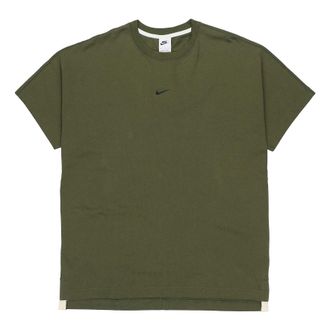 Nike Logo Print Sports Round Collar Short Sleeve Mens Beige Green DD7019-326