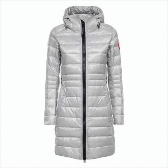 Canada Goose Hooded Long Padded Jacket With Quilted Design And Functional Details